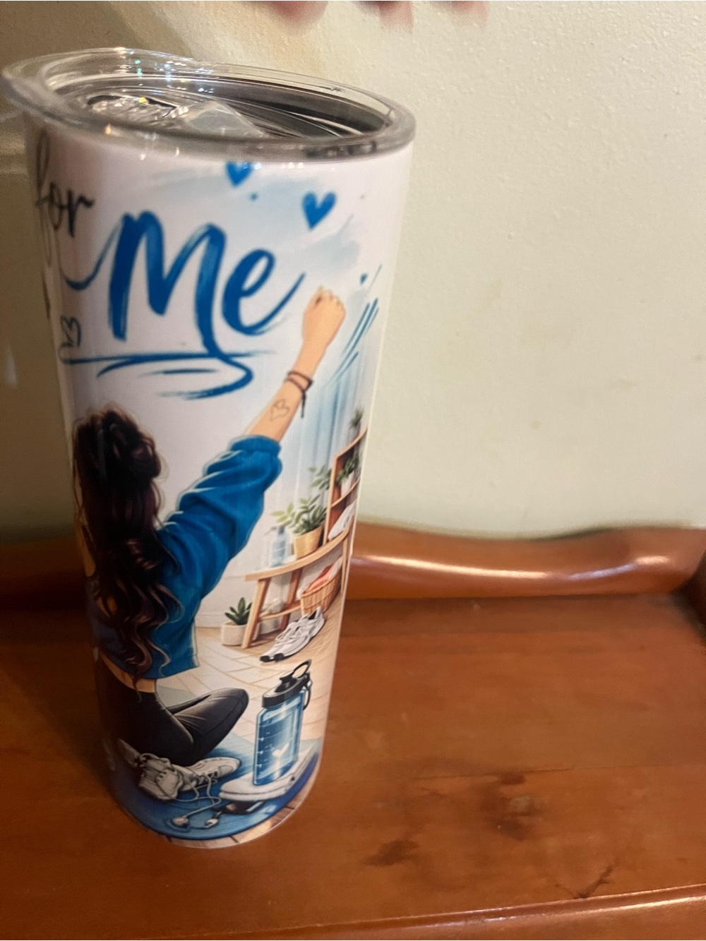 Insulated White & Blue Illustrated Travel Tumbler - Motivational Design